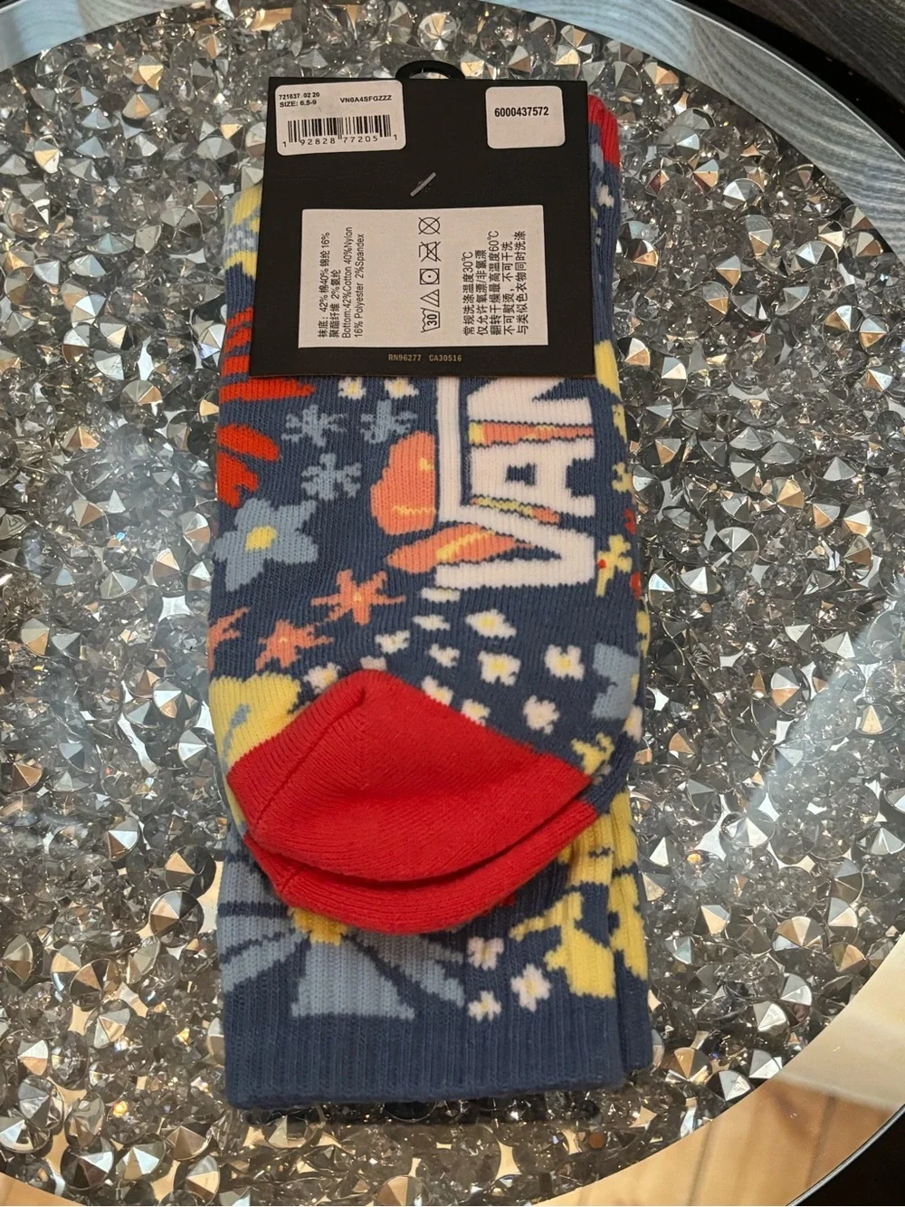 Vans Floral Crew Socks Blue Multicolor Flowers NEW 🧦🌼 Unisex
